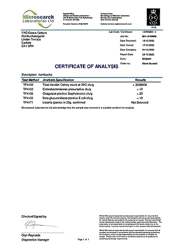 Kombuchaorganic Large (5 Litre) Certified Organic Kombucha Scoby - Live Culture Quality Assured by UKAS Lab Outstanding and Unique Quality Cultures