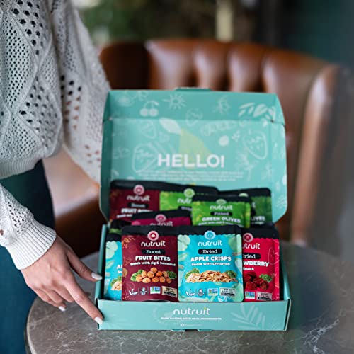 Nutruit Gourmet Healthy Snack Variety Box (Pack of 20), Vegan, Gluten Free, Non GMO, Plant Based Protein, High Fiber, Snack Gift Box for Kids and Adults (10 Flavor) 33g Premium Snacks