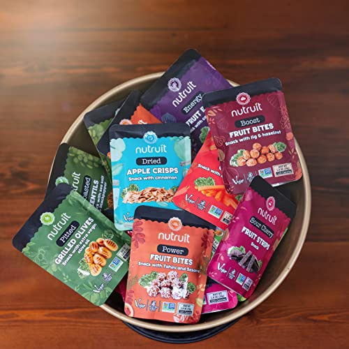 Nutruit Gourmet Healthy Snack Variety Box (Pack of 20), Vegan, Gluten Free, Non GMO, Plant Based Protein, High Fiber, Snack Gift Box for Kids and Adults (10 Flavor) 33g Premium Snacks