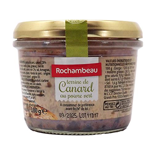 Rochambeau Terrine de Canard/ Duck Terrine 180g with Green Pepper, Low carb, Artificial additives Free
