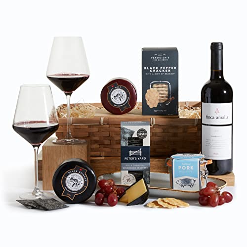Wine and Cheese Hamper, With Pate - Award Winning Cheese, Rioja Red Wine and Pate - Wine Gifts For Men & Women, Gourmet Hampers & Food Gift Baskets For Couples, Savoury Hamper, By Clearwater Hampers.