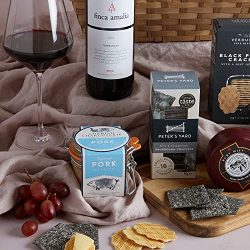 Wine and Cheese Hamper, With Pate - Award Winning Cheese, Rioja Red Wine and Pate - Wine Gifts For Men & Women, Gourmet Hampers & Food Gift Baskets For Couples, Savoury Hamper, By Clearwater Hampers.