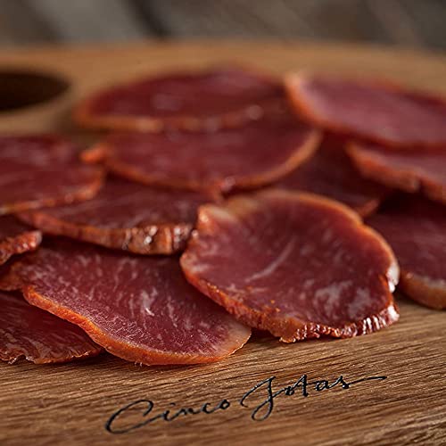 CINCO JOTAS Acorn-fed 100% Ibérico Cured Loin - Traditional Recipe | Cured Loin Made From Acorn-Fed Free-Range Iberian Pigs - 5J Quality, Slow and Natural Curing. Half Piece of 400- 500gr