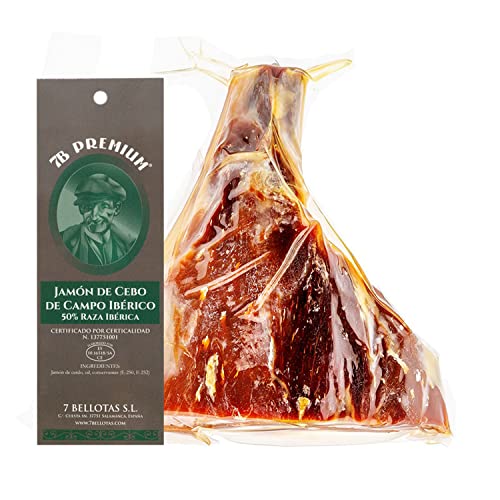 Pata Negra iberico Ham | Made From Grain Fed 50% Iberico Pigs | Jamon iberico Cebo de Campo | 7 BELLOTAS Guijuelo (Boneless + 1,0 Kg.)