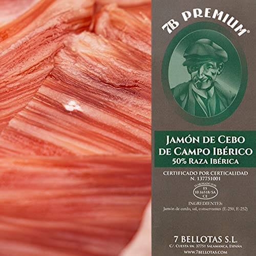 Pata Negra iberico Ham | Made From Grain Fed 50% Iberico Pigs | Jamon iberico Cebo de Campo | 7 BELLOTAS Guijuelo (Boneless + 1,0 Kg.)