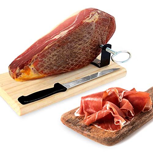 Serrano Ham Cured Boneless with Ham Stand - Spanish Jamon Serrano Jamonprive - 1 Kg (Mini Version)