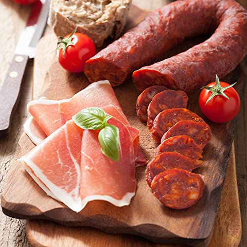 Serrano Ham Cured Boneless 1 Kg + Lomo (Pork Loin) Duroc Natural 250 gr + Chorizo Riojano 200 gr - Spanish Jamon Serrano Jamonprive