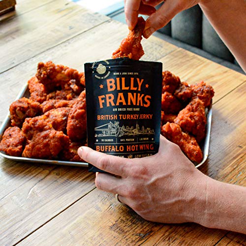 Billy Franks Paleo Turkey Jerky - Free Range - High Protein - Healthy Keto Snack - Biltong - Buffalo Hot Wing - 10 Packs x 30g