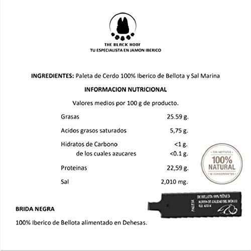 2.2 Kg Boneless 100% Iberico Ham Shoulder Bellota Pata Negra - from Iberico Pigs Fed with Acorns and 100% Natural Curation Process and No Preservatives - Spanish Jamon Iberico