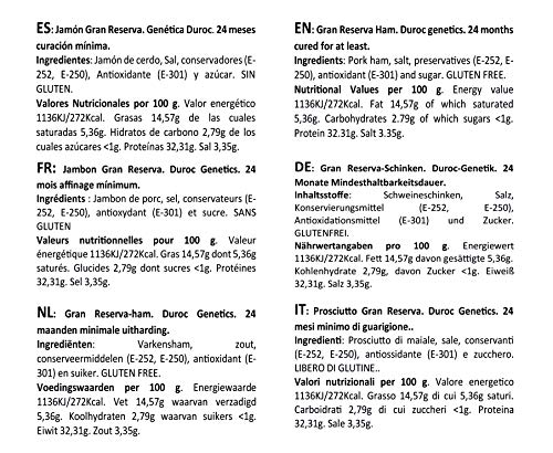 aBeiou. 500gr SLICED Great Reserve DUROC Premium Boneless HAM. Spanish Serrano. Matured +24-25 Months (Vacuum-Packed ham) Manufactured in Guijuelo (Spain). Pack 5x100gr envelopes