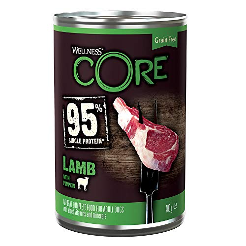 Wellness CORE 95% Lamb & Pumpkin, Wet Dog Food, Grain Free Wet Dog Food, High Meat Content, Lamb & Pumpkin, 6 x 400 g