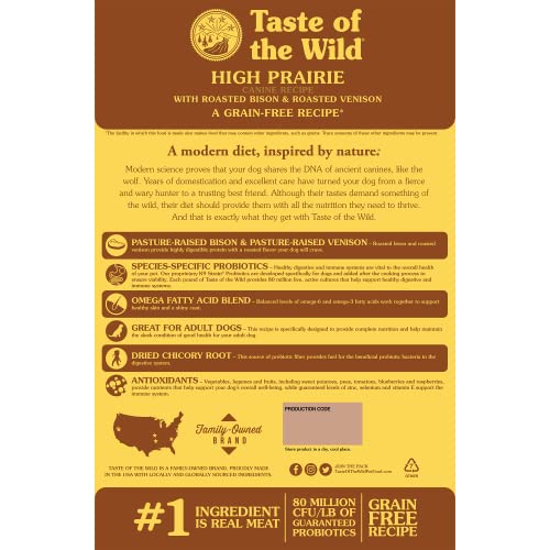 Taste of the Wild Complete Dry High Prairie with Roasted Venison and Bison Dog Food, 6 kg