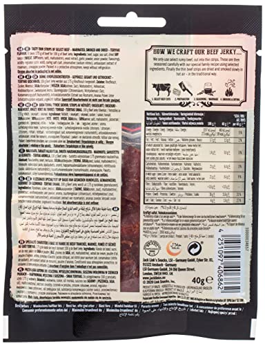Jack Link's Beef Jerky, Teriyaki Flavour High Protein Meat Snack, Multipack Box of 12 x 40 Gram Packs