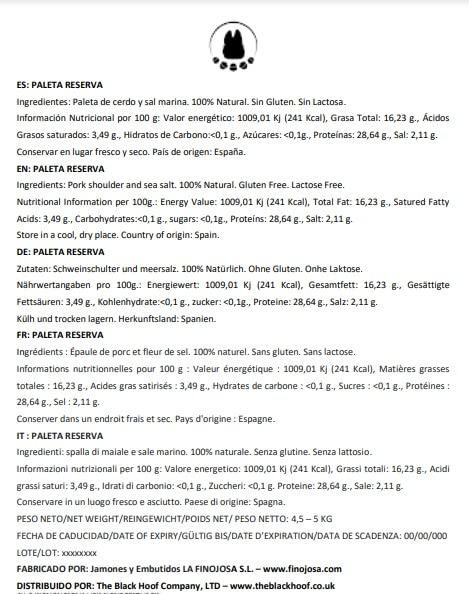 Spanish Boneless Serrano Ham Leg Shoulder Reserva 100% Natural - 1.2 Kg Approx Spanish Boneless Jamon Serrano Reserva