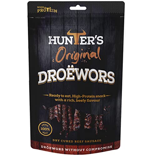 Hunters Droewors - Original Beef Sticks, Droewors, High Protein, Low carb, Thin Sticks of Authentic Beef Droewors, Convenient Snack – Original Beef Sticks, Droewors - 500g