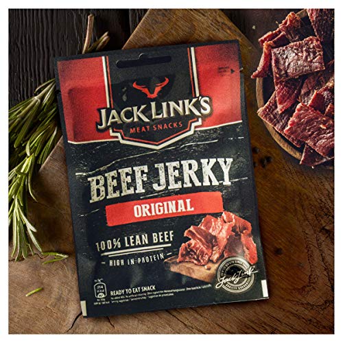 Jack Link's Beef Jerky, Original Flavour High Protein Meat Snack, Multipack Box of 12 x 25g Packs