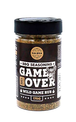 Game Over BBQ Wild Game Rub - 100% Natural BBQ Seasoning - Classic Seasoning Mix For Extraordinary Game Meat Dishes Of Your Choice - Large Jar (170g)