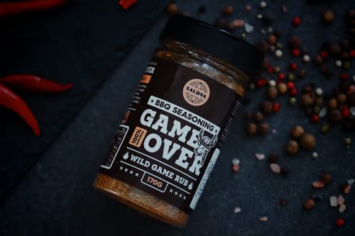 Game Over BBQ Wild Game Rub - 100% Natural BBQ Seasoning - Classic Seasoning Mix For Extraordinary Game Meat Dishes Of Your Choice - Large Jar (170g)