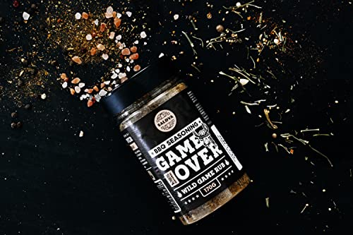 Game Over BBQ Wild Game Rub - 100% Natural BBQ Seasoning - Classic Seasoning Mix For Extraordinary Game Meat Dishes Of Your Choice - Large Jar (170g)