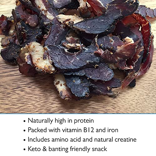 The Biltong Man | Tasty Traditional Fatty Beef Biltong | Healthy High Protein Dried Beef Snack | Low Sugar, Gluten-free & Keto-friendly, 500 Grams