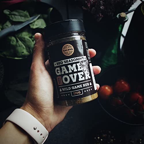 Game Over BBQ Wild Game Rub - 100% Natural BBQ Seasoning - Classic Seasoning Mix For Extraordinary Game Meat Dishes Of Your Choice - Large Jar (170g)