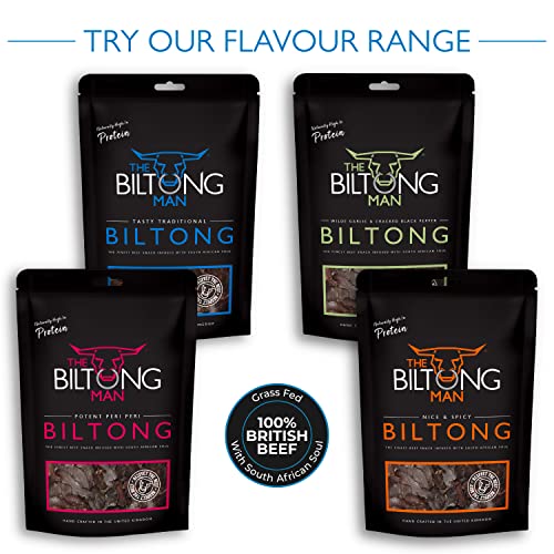 The Biltong Man | Tasty Traditional Fatty Beef Biltong | Healthy High Protein Dried Beef Snack | Low Sugar, Gluten-free & Keto-friendly, 500 Grams