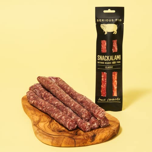 SERIOUS PIG Gourmet Snack Box with Crunchy Cheese, Salami Snacks, Salted Peanuts, Roast Almonds and Pickles, Delicious Savoury Pub Snacks (21 Packets)