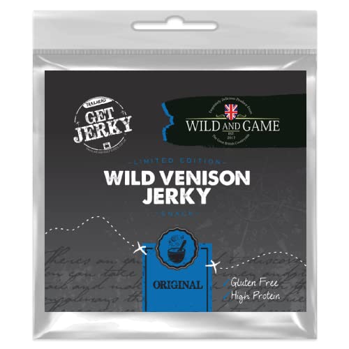 Wild & Game | Wild Venison Jerky Original | Lean and High Protein Snack | Wild & Natural Game Meat Made in UK | 1 Pack