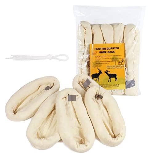 Reusable Elk Game Bags Hunting Meat, 5-Pack Meat Game Bags, Rolled Heavy Duty Quarter Bags, Big Game Bags for Elk, Caribou, Deer, 48-Inch x4, 28-Inch x1