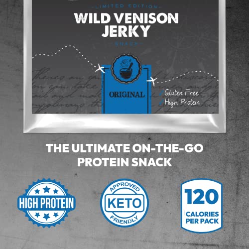 Wild & Game | Wild Venison Jerky Original | Lean and High Protein Snack | Wild & Natural Game Meat Made in UK | 1 Pack