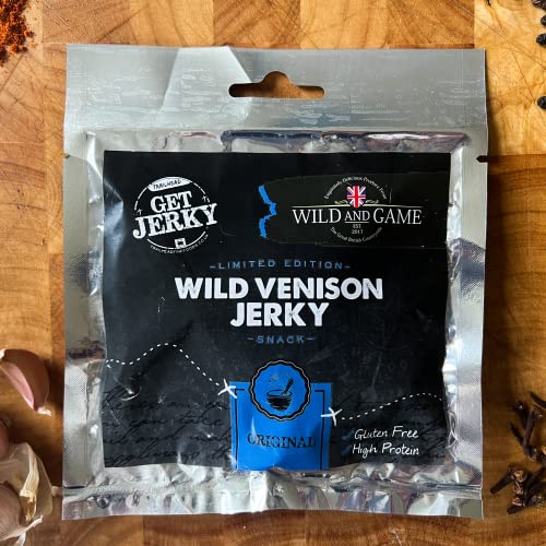 Wild & Game | Wild Venison Jerky Original | Lean and High Protein Snack | Wild & Natural Game Meat Made in UK | 1 Pack