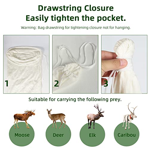 Gociean Game Bags Elk Hunting Meat Bags, 60inch 5-Pack Rolled Heavy Duty Quarter Bags, Reusable & Breathable Meat Game Bags with Reflective Strip for Elk, Caribou, Deer, Moose, Antelope, Duck