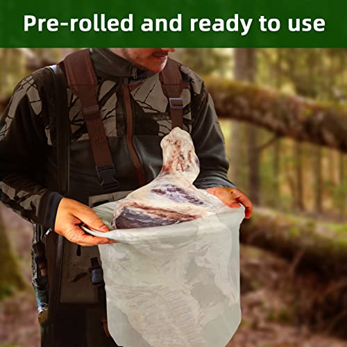 Gociean Game Bags Elk Hunting Meat Bags, 60inch 5-Pack Rolled Heavy Duty Quarter Bags, Reusable & Breathable Meat Game Bags with Reflective Strip for Elk, Caribou, Deer, Moose, Antelope, Duck