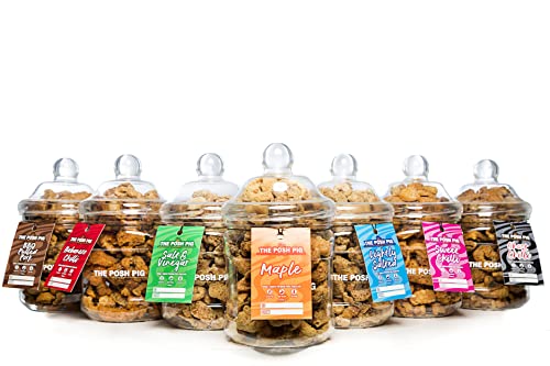 The Posh Pig - 7 flavours - 300g Gift Jar - High Protein, Low Carb, Quality Pork Crackling. (Maple)
