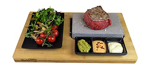 Black Rock Grill Cooking Stone for Steak, Lava Stone Grill, Hot Steak on a Stone Cooking Set