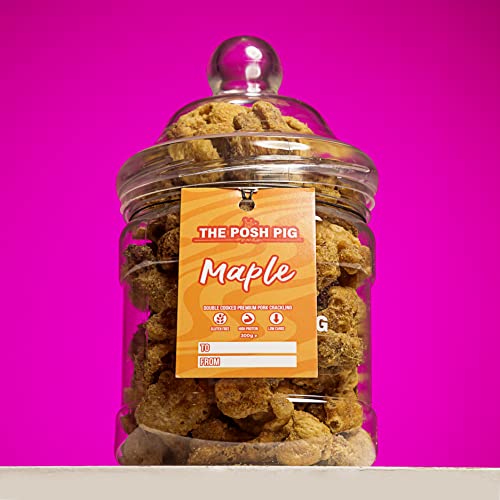 The Posh Pig - 7 flavours - 300g Gift Jar - High Protein, Low Carb, Quality Pork Crackling. (Maple)