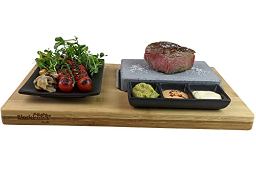 Black Rock Grill Cooking Stone for Steak, Lava Stone Grill, Hot Steak on a Stone Cooking Set