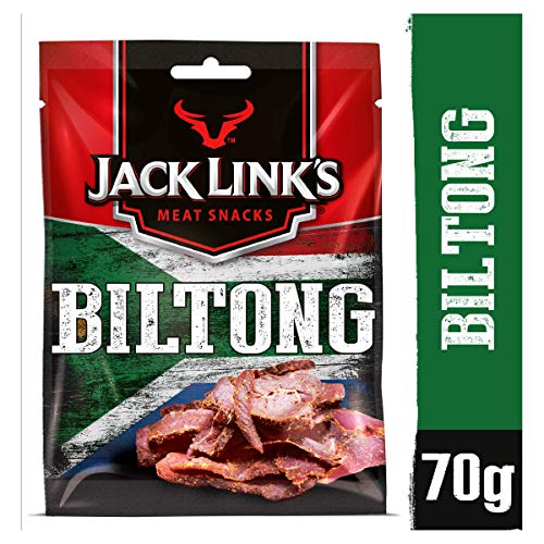 Jack Link's Biltong, Original Flavour, Multipack of 12 x 70g Bags, Beef Jerky with no MSG, High Protein Meat Snack, Eat On the Go or Post Gym