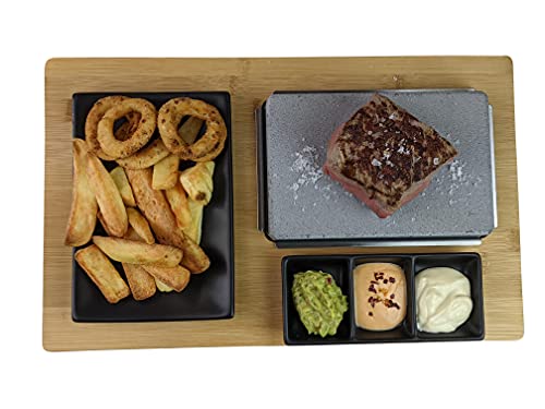 Black Rock Grill Cooking Stone for Steak, Lava Stone Grill, Hot Steak on a Stone Cooking Set