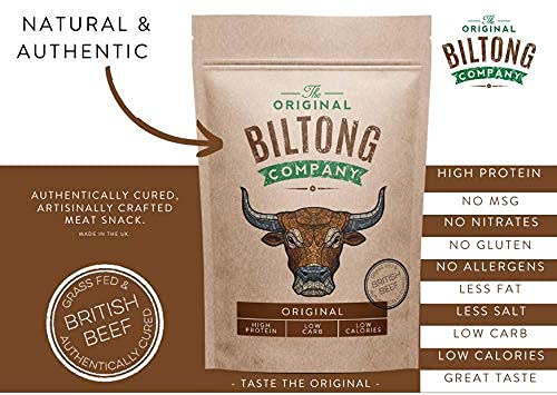 THE ORIGINAL BILTONG COMPANY - Original Biltong - High Protein Healthy Snack Made from British & Irish Beef. (Original, 1KG - 4 x 250g)