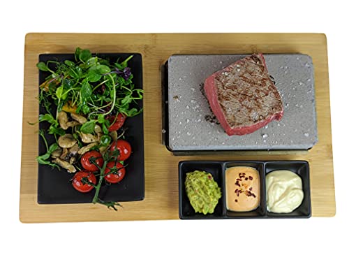 Black Rock Grill Cooking Stone for Steak, Lava Stone Grill, Hot Steak on a Stone Cooking Set