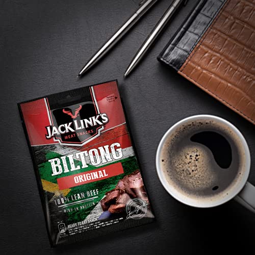 Jack Link's Biltong, Original Flavour, Multipack of 12 x 70g Bags, Beef Jerky with no MSG, High Protein Meat Snack, Eat On the Go or Post Gym