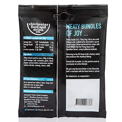 BEEFit Biltong Beef Jerky, High Protein Snacks, Ultimate Low Carb, Low Calorie Snacks, 100% Beef, Gluten Free Biltong, Healthy Protein Keto Snacks For On The Go - Truly Traditional, 10x 30g Snack Bags