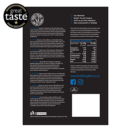 The Biltong Man I Tasty Traditional Lean Beef Biltong & Fatty Biltong Combo I Healthy High Protein Dried Beef and Sausage Snack I Low calorie, Gluten-free & Keto-friendly, 2 x 400 Gram Packs