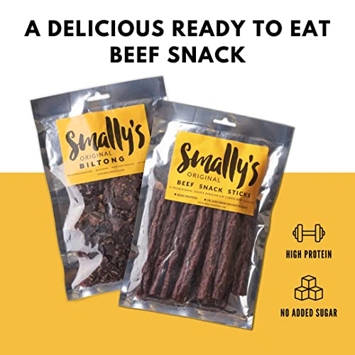 Smally's Biltong - Original Biltong 250g and Beef Snack Sticks 250g, Combo Pack, Droewors, High Protein Beef Snack, Traditional South African Flavour - 2 x 250g Pack