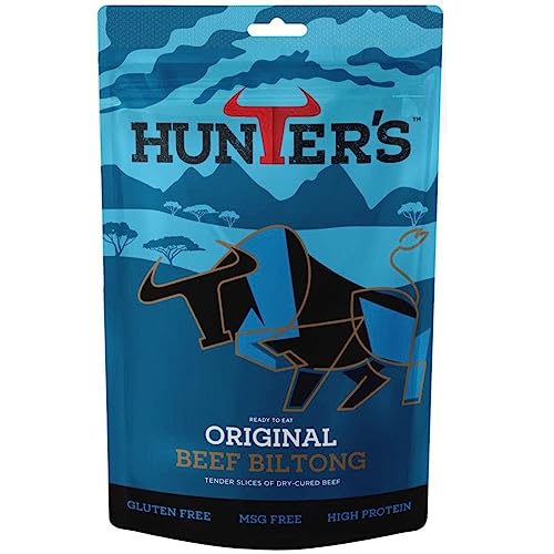 Hunters Biltong - Classic Biltong, 1kg Pack of 4 x 250g high Protein, low fat, Thin Tender Slices of authentic Beef Biltong, beef Jerky, Gluten & MSG Free, Convenient Snack