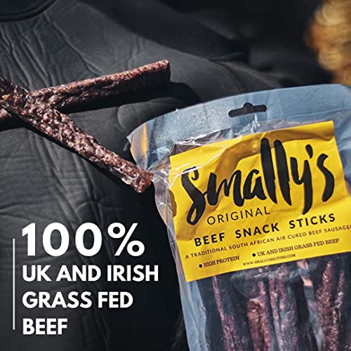 Smally's Biltong - Original Biltong 250g and Beef Snack Sticks 250g, Combo Pack, Droewors, High Protein Beef Snack, Traditional South African Flavour - 2 x 250g Pack