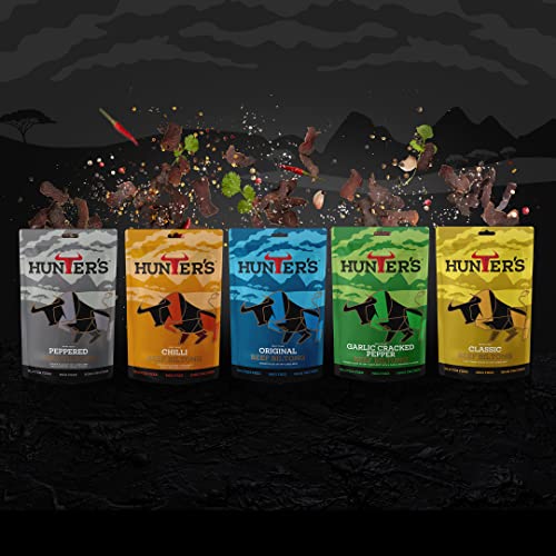 Hunters Beef Snack 12 Pack Combo – 28g Beef Biltong, 28g Beef Jerky, 40g Beef Sticks Droewors, High Protein, Low carb, Thin Sticks of Authentic Beef Droewors, Convenient Snack