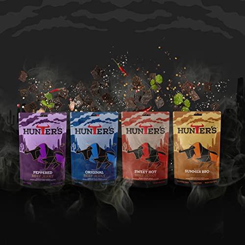 Hunters Beef Snack 12 Pack Combo – 28g Beef Biltong, 28g Beef Jerky, 40g Beef Sticks Droewors, High Protein, Low carb, Thin Sticks of Authentic Beef Droewors, Convenient Snack