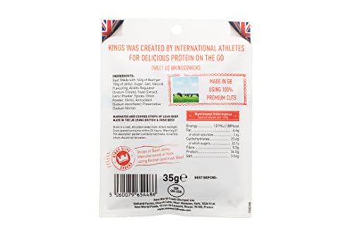 Kings Rib Eye Flavour Beef Biltong Box of 16 x 35g Packs